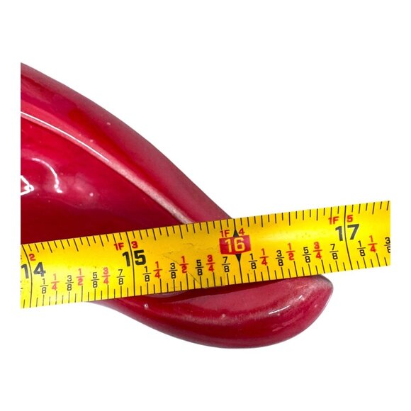 Vintage California Pottery Large Console Bowl Red Chili Pepper Lips Smile 16" - Picture 6 of 9